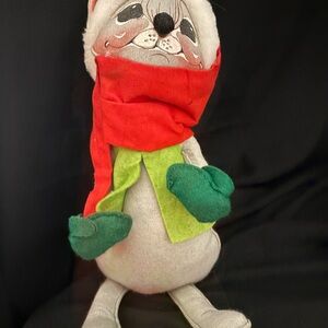 Annalee 17 inch Christmas Mouse with Red Scarf and Green Mittens